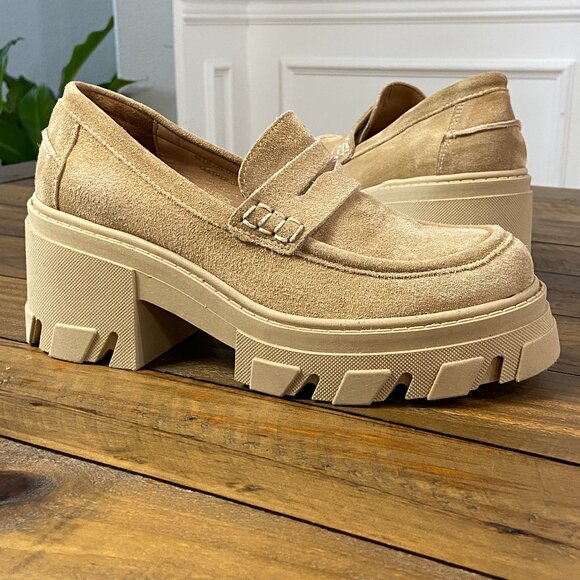 Steve Madden Shoes - Steve Madden‎ Loafers Women's 9 Tan Binary Sand Suede Chunky Platform